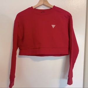 Guess Red Cropped Crewneck